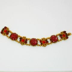 Red Cabochons Multi-Color/Shaded Bracelet Flat Push In