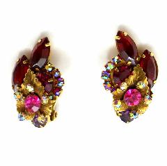 Red Navettes Earrings Clip