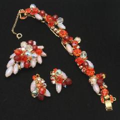Orange Navettes Multi-Color/Shaded Brooch