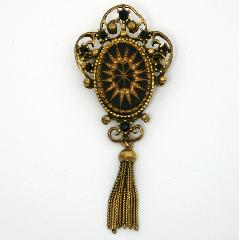 Black (jet) Oval Molded/Cut Brooch