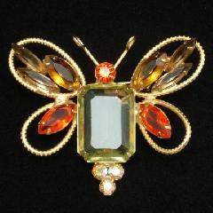 Yellow Emerald Cut Brooch