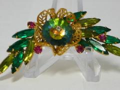 Green Navettes Rivoli/Margarita Brooch