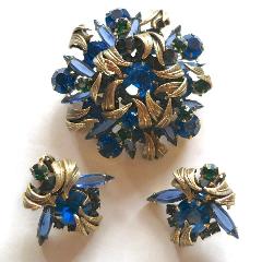Blue Navettes Earrings Clip