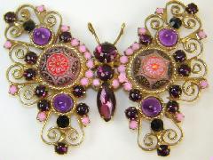 Pink Cabochons Molded/Cut Brooch