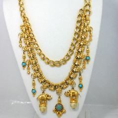 Blue Cabochons Molded/Cut Necklace