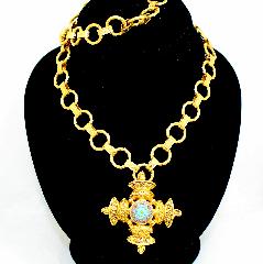 Blue Cabochons Molded/Cut Necklace