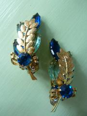 Blue Navettes Earrings Clip