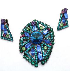 Blue Baguettes Rivoli/Margarita Brooch