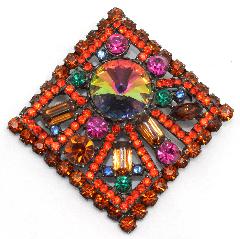 Orange Baguettes Rivoli/Margarita Brooch