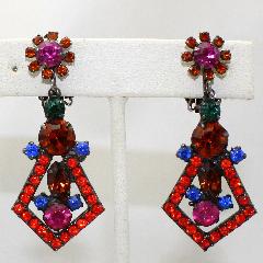 Orange Navettes Earrings Clip