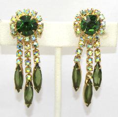 Green Navettes Earrings Clip