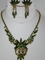Green Navettes Earrings Clip