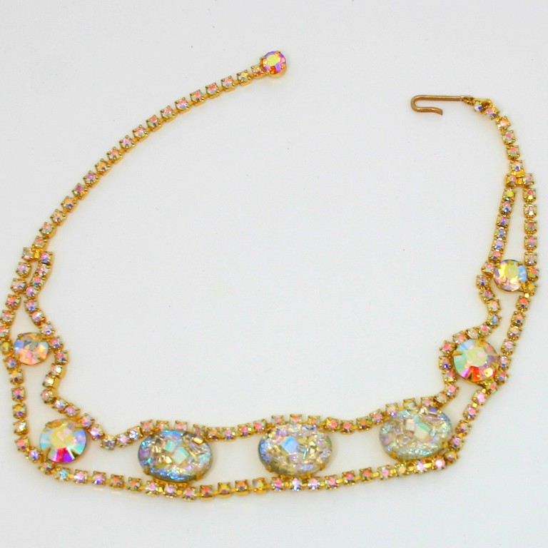 Front view of AB Cabochons Molded/Cut Necklace