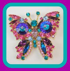 Pink Navettes Rivoli/Margarita Brooch