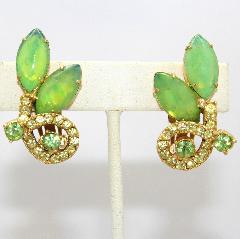 Green Navettes Earrings Clip