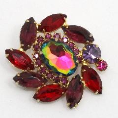 Red Oval Multi-Color/Shaded Brooch