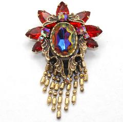 Red Oval Multi-Color/Shaded Brooch