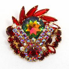 Red Navettes Multi-Color/Shaded Brooch