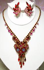Red Cabochons Molded/Cut Necklace