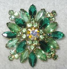 Green Navettes Brooch