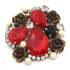 Red Pear Pearl Brooch