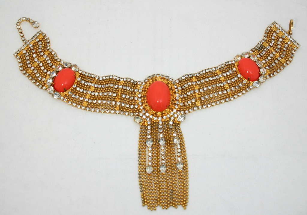 Front view of Orange Cabochons Necklace