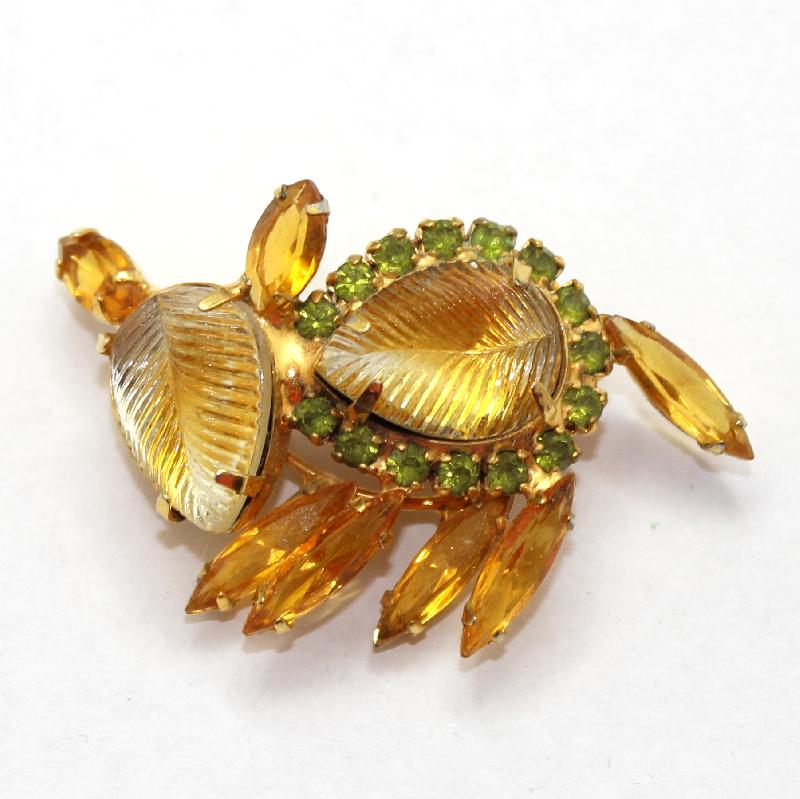 Front view of Topaz Pear Molded/Cut Brooch