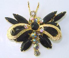 Black (jet) Pear Brooch