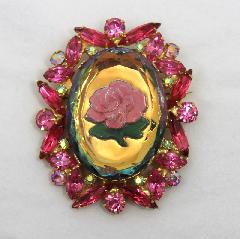 Pink Oval Molded/Cut Pin Pendant