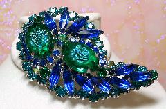 Blue Cabochons Molded/Cut Brooch
