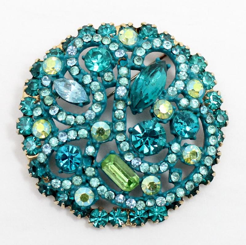 Front view of Blue Baguettes Brooch