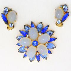 Blue Cabochons Earrings Clip