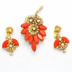 Orange Navettes Earrings Clip