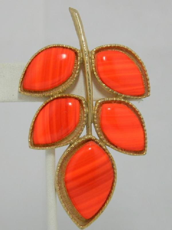 Front view of Orange Cabochons Plastic Brooch