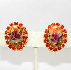 Orange Cabochons Multi-Color/Shaded Earrings Clip