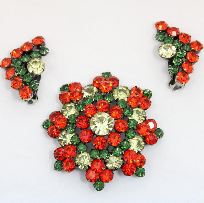 Front view of Multiple Colors Chatons Only Earrings Clip