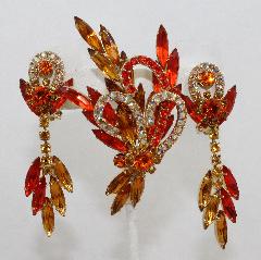 Orange Navettes Brooch