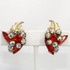Orange Navettes Earrings Clip