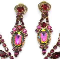 Purple (cardinal) Oval Multi-Color/Shaded Earrings Clip
