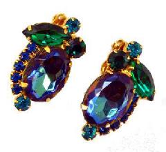 Blue Navettes Multi-Color/Shaded Earrings Clip