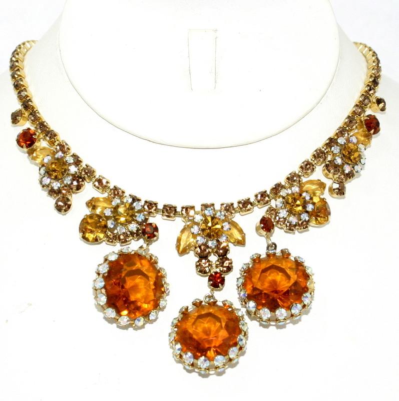 Front view of Topaz Framed Disks Necklace