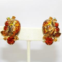 Topaz Cabochons Spotted Earrings Clip