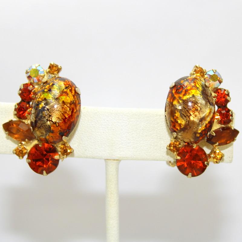Front view of Topaz Cabochons Spotted Earrings Clip