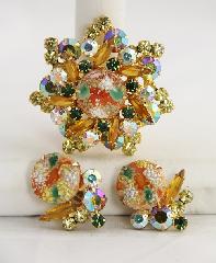 Topaz Cabochons Painted (hand/Transfer) Brooch