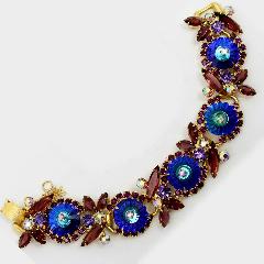 Purple (cardinal) Navettes Rivoli/Margarita Bracelet 5 Link