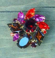 Multiple Colors Diamond Brooch