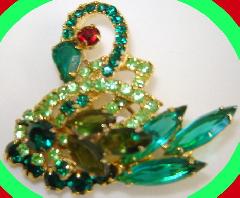Green Navettes Brooch
