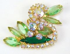 Green Navettes Brooch