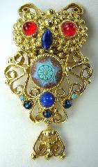 Blue Cabochons Molded/Cut Pin Pendant