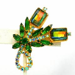 Green Emerald Cut Multi-Color/Shaded Brooch
